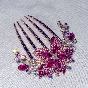 Gorgeous Pink Crystal Hair Comb